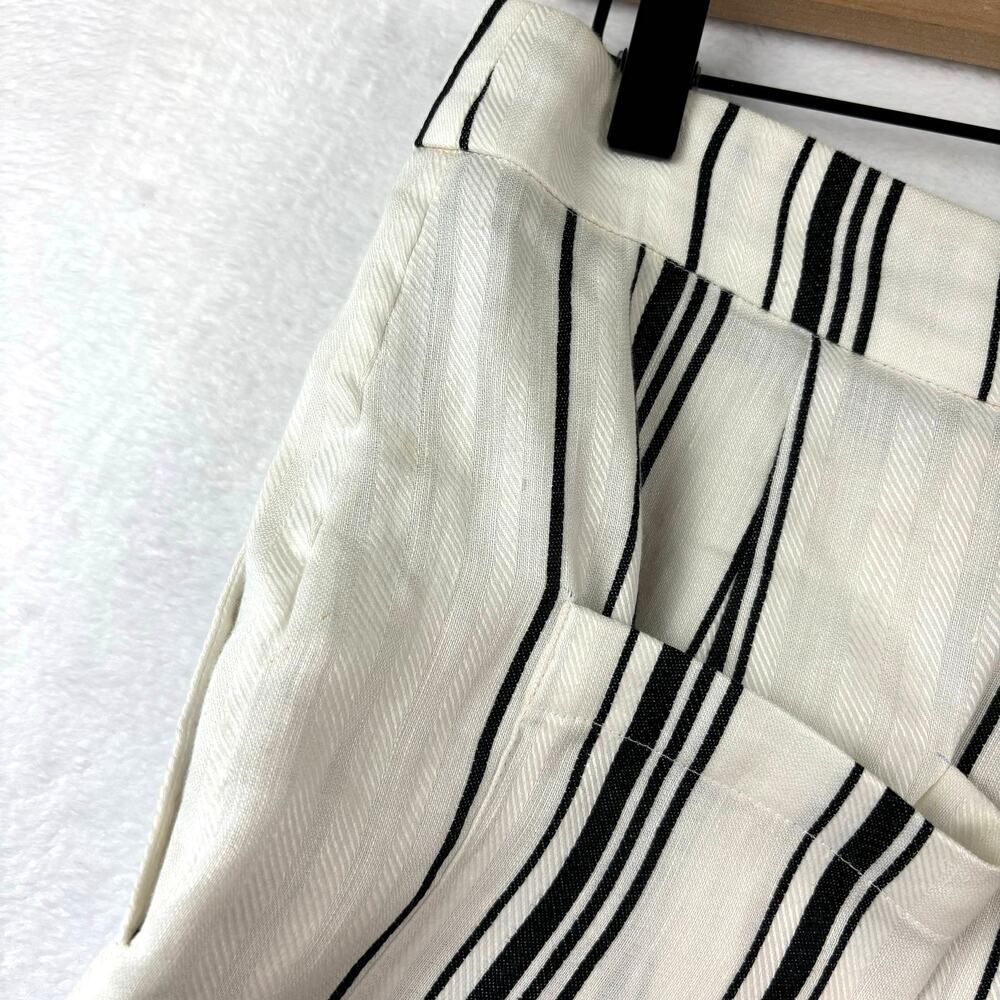 Ted Baker London Linen Asherr Tapered Trouser Pants Size 3 White Striped - Picture 15 of 16